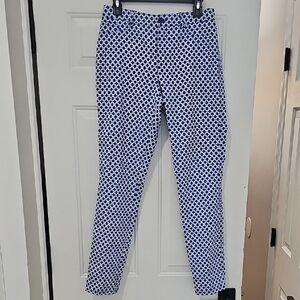 Peace of Cloth Women's Blue and White Patterned Pants